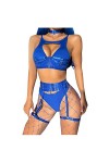 Lingerie pour Femmes pour Un Jeu Sexy Femmes Sexy Maille élastique Ceinture Demi jarretière surbuste Haut et Culotte Trois pi