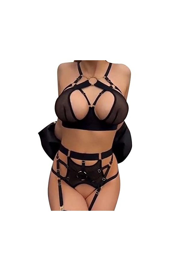 Lingerie Déguisement Femme Femmes Sexy Cosplay Costume mignon Sexy Lingerie ensemble dentelle à bretelles Camis et culotte nu