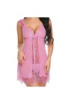 Ensemble de lingerie érotique pour femme Sexy Sexy Licol Dentelle Femme Sexy Lace Sling Halter Nuisette Deep V Front Open Lin