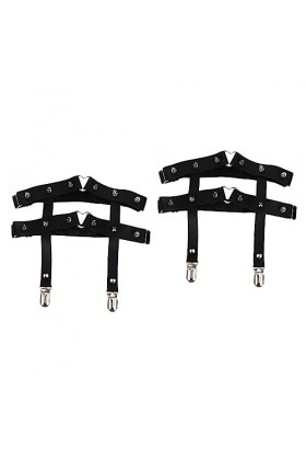 GALPADA 2 Pcs Gothique Élastique Jambe Conception Anti-Dérapant Noir Haute Accessoires Filles Bijoux Discothèque Style Rivet 