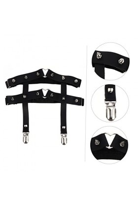 GALPADA 2 Pcs Gothique Élastique Jambe Conception Anti-Dérapant Noir Haute Accessoires Filles Bijoux Discothèque Style Rivet 