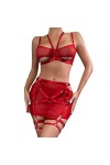 Mode féminine Pure Color Bandage Mesh Splicing sous-vêtements Sexy avec des Anneaux de Jambe sous-vêtements Sexy Lingerie Fém