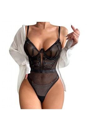 UOWEG 2023 de pêche évider chaîne en métal Ensemble de sous-vêtements Sexy Lot Lingerie Black, M 