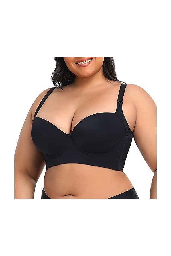 HANXIULIN Soutien-gorge à fermeture avant pour femme - Fermeture avant - Sans fermeture à lavant - Bustier solide - Rembourr