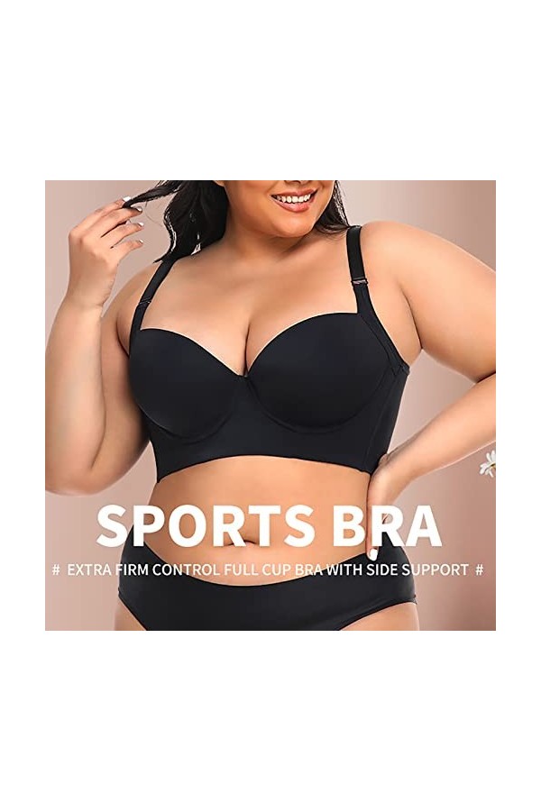 HANXIULIN Soutien-gorge à fermeture avant pour femme - Fermeture avant - Sans fermeture à lavant - Bustier solide - Rembourr