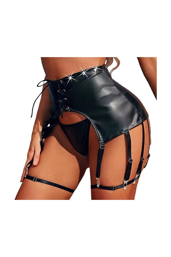 Ensemble de Porte-Jarretelles Taille Haute, en Maille de Dentelle, avec Clip en métal Vintage, for Soutien-Gorge sans Bretell