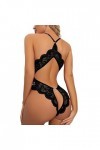 WEITING Dames Lingerie Sexy Soutien-Gorge Entrejambe Ouvert Sous-Vêtements Combinaison Chaude Robe Sexy en Dentelle-Noir,XL