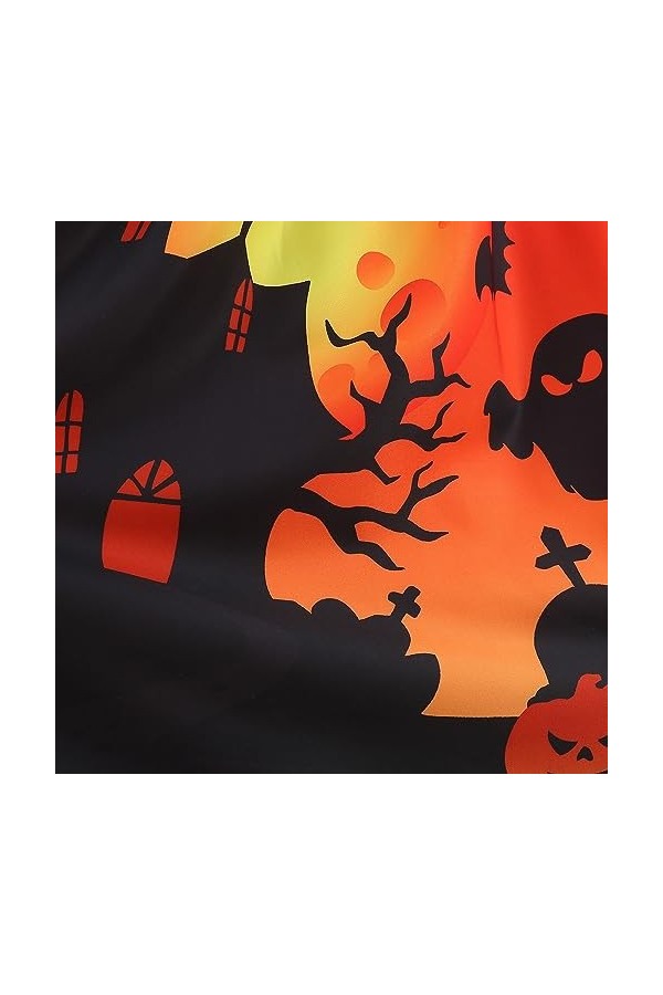 UOWEG Halloween tête de Citrouille Fleur col carré Manches Longues Impression Sexy Grande Robe trapèze Habillé Orange, S 