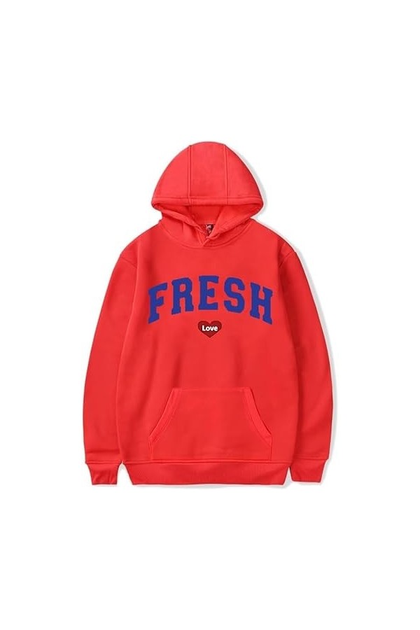 TYI Fresh Love Merch Sweat à Capuche Manches Longues pour Hommes Et Femmes Mode Hip Hop Rue S - 3XL , Rouge, XXXL