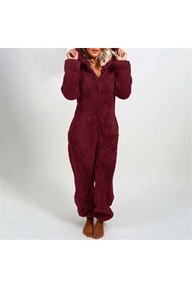 Duohropke Pyjama et pyjama pour femme - En polaire - Douce et chaude - Confortable - En peluche, Vin A., XXXXL