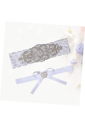 GALPADA Jarretière 2 Pièces Jarretière En Dentelle Jarretière De Mariage De Mariage Jarretières Pour La Mariée Perle Jambe De