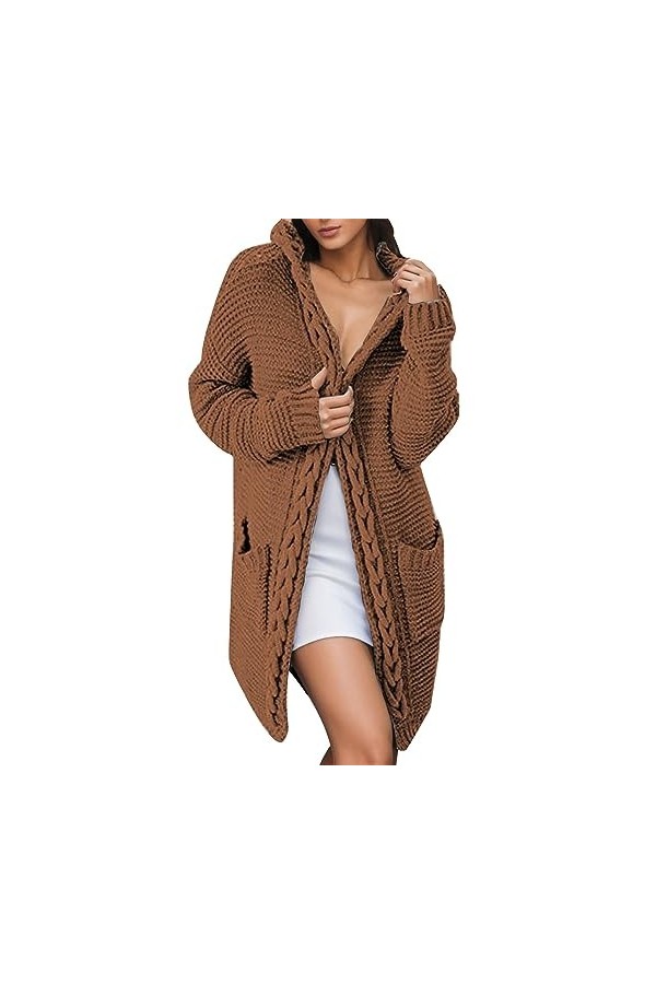 Gefomuofe Cardigan long en tricot pour femme - Léger et ample - Cardigan long - Imprimé floral - Chemise légère - Pour femme,