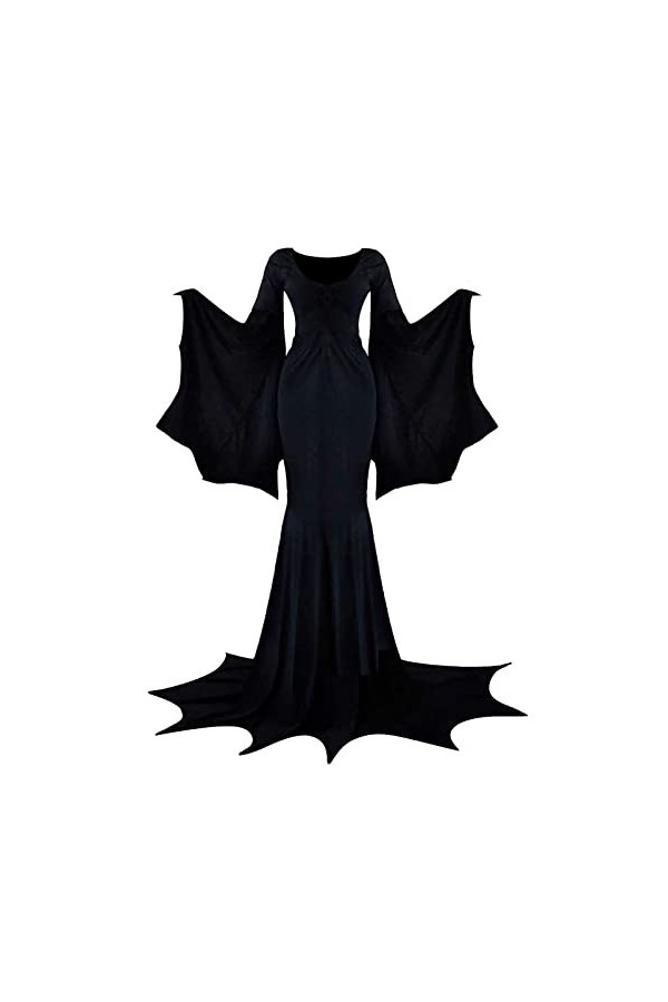 Dinnesis Costume dHalloween pour femme, chauve-souris, robe fixe, carnaval, costume de scène, robe 46 femme noël, Noir , XXL