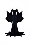 Dinnesis Costume dHalloween pour femme, chauve-souris, robe fixe, carnaval, costume de scène, robe 46 femme noël, Noir , XXL