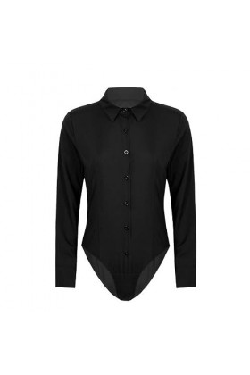 Femmes Sexy Club Corps Costume Col Rabattu Justaucorps Combinaison Chemise Coupe Haute String Body Femme Mode Casual Catsuit-