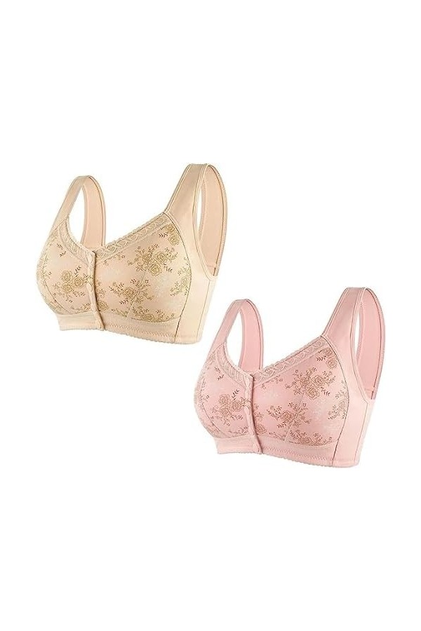 Glamorette Mamie Soutien-Gorge Glamorette Snap Avant Soutien-Gorge Femmes Plus âgées Glamorette Coton Fermeture Avant Soutien