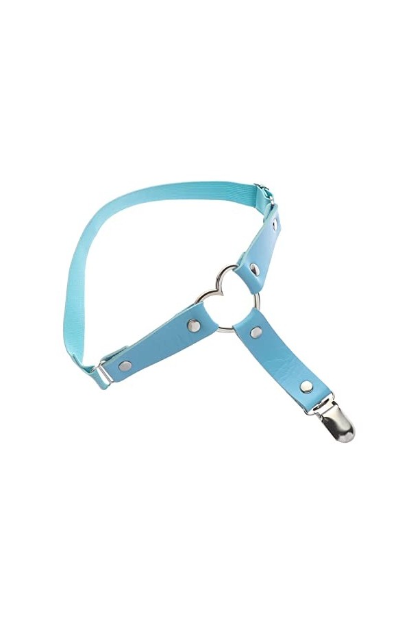 INHYLY Coeur Ailes Bowknot Jarretière Femmes En Cuir Pu Élastique Jambe Jarretelles Cuisse Harnais Punk Gothique Accessoire 