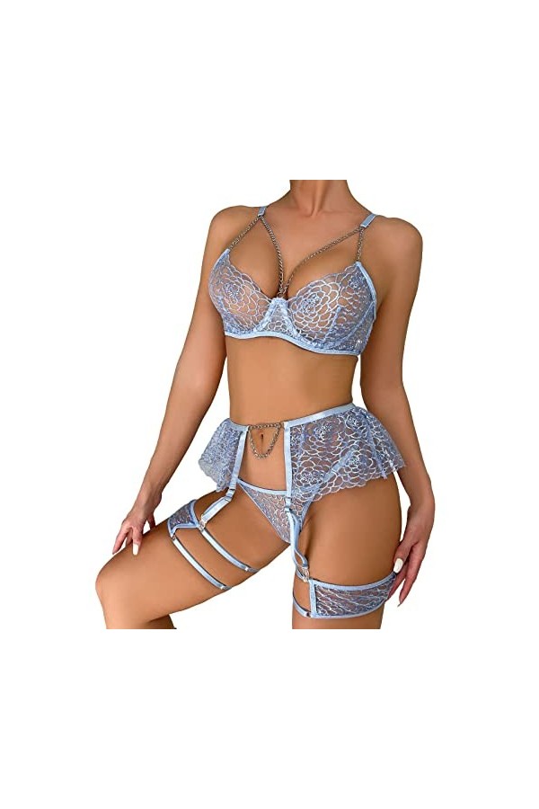 AJGRHE Lingerie Femme Sexy Ensembl Pantalon Sexy Ouvert sous-VêTements Femmes ChaîNe en MéTal Creuse Sexy Voir à Travers LEn