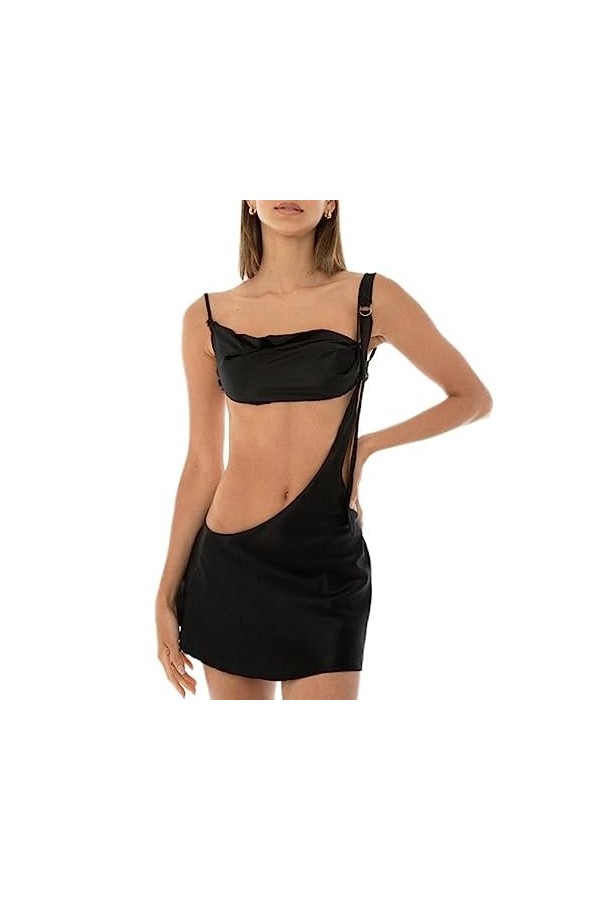 CHOUBAGUAI Évider Femmes Robe Sexy y2k sans Manches Dos Nu Mini Vêtements Dété Dames Moulantes Robes De Soirée Clubwear-comm