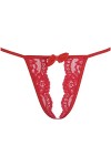 Axami String rouge ouvert avec dentelle douce et nœud, rouge, M