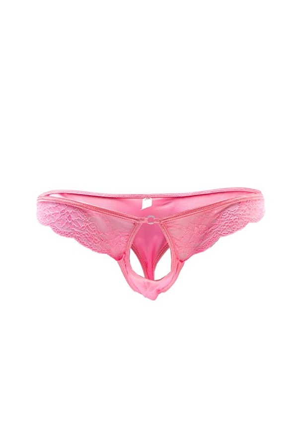 Mankini pour homme drôle et sexy - String en dentelle - Culotte triangle ouverte sur le devant - Sous-vêtements amusants, 2 p
