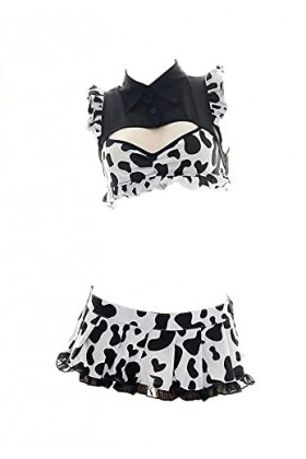 Costume de costumade sexy avec mini-vache - Costume de soubrette dalmatien - Maillot de bain léopard soubrette 09 