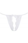 Axami String blanc ouvert avec dentelle douce et nœud, Blanc., M
