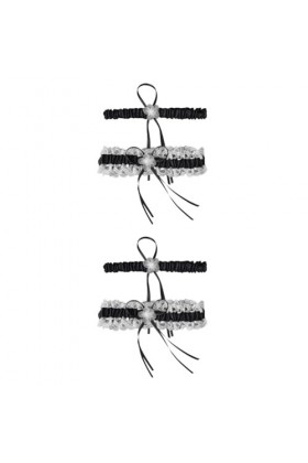 Abaodam 2 Paires De Porte-Jarretelles Porte-Jarretelles De Mariage Jarretière De Fleur en Dentelle Jarretière De Jambe De Mar