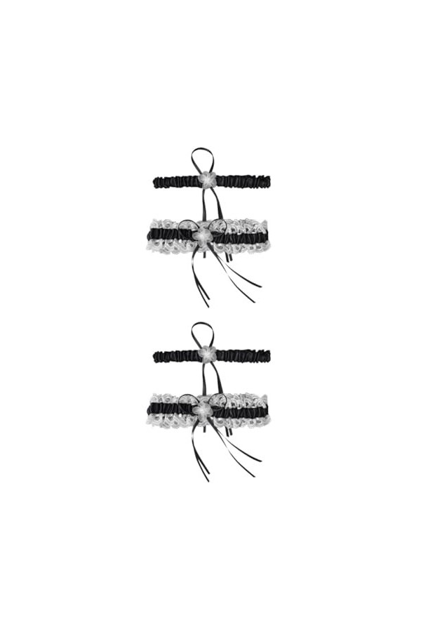 Abaodam 2 Paires De Porte-Jarretelles Porte-Jarretelles De Mariage Jarretière De Fleur en Dentelle Jarretière De Jambe De Mar