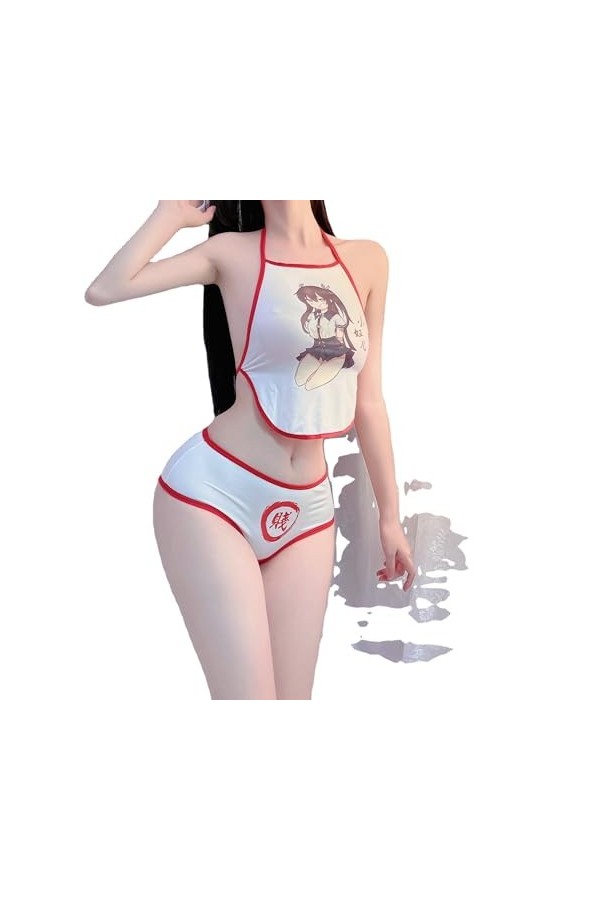 Vêtements sexuels Deux yuans sous-vêtements Sexy Femme Chaude Sexy Ventre Poche Bande dessinée thème Jeu de rôle Femme Esclav