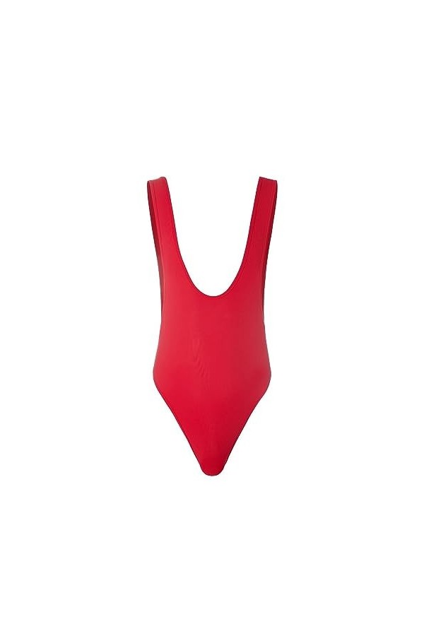 Hommes Body String Leotard Bodysuit Singlet Jumpsuit Coupe Haute Une Pièce Sans Manches Color:red,Size:XL 