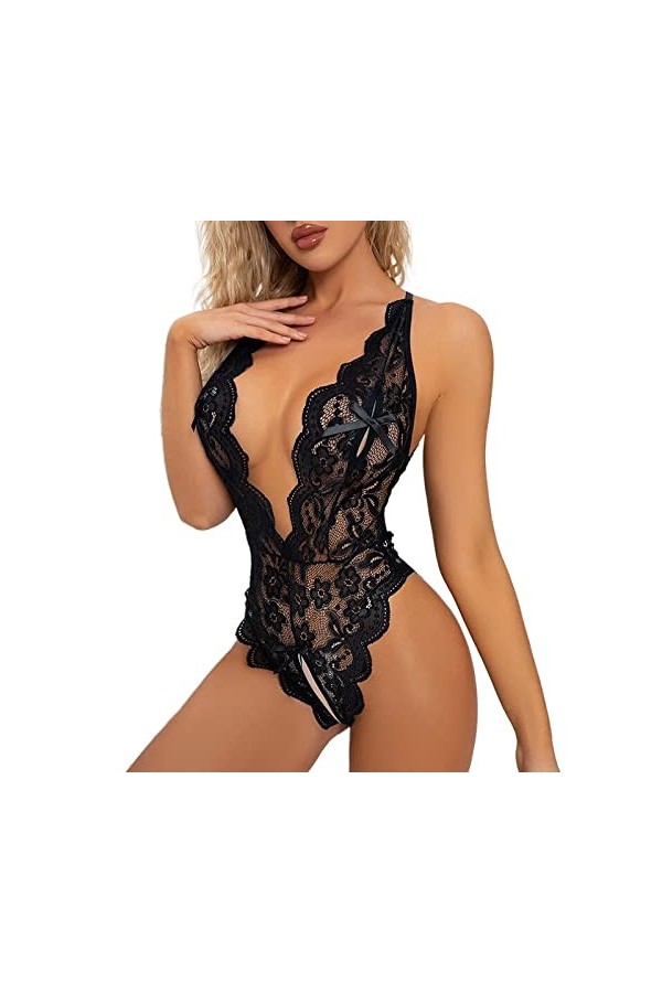 ZTIANEF MiniSexy exposy Back no-Take Erotic romuse, Noir, XXL