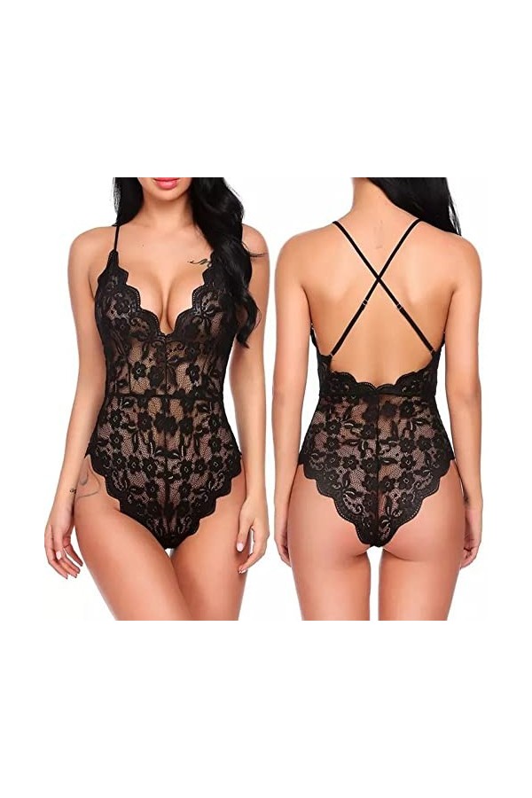 ZTIANEF LentrejambeSexy Women’s Deep V Backless Erotic romnet, 4, L