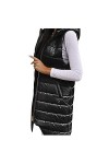 Gefomuofe Gilet long matelassé pour femme - Veste dhiver légère et chaude - Veste matelassée longue et fine, café, XXXL