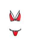 Bas basSexy Bikini Lingerie érotique Ensemble Trois Points, Rouge, 3XL