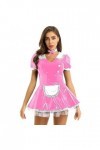 JanJean Costume De Soubrette Femme Robes En Cuir Verni Avec Tablier Tenue Deguisement Maid Outfits Sexy Wetlook Clubwear Jeux