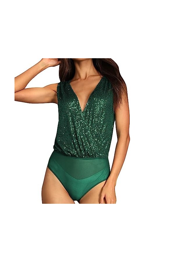 UOWEG Sens Supérieur Flash Discothèque Sexy V Cou Dos Socialite Soirée Combinaison Tempérament Élégant Tout avec Une Base Bod