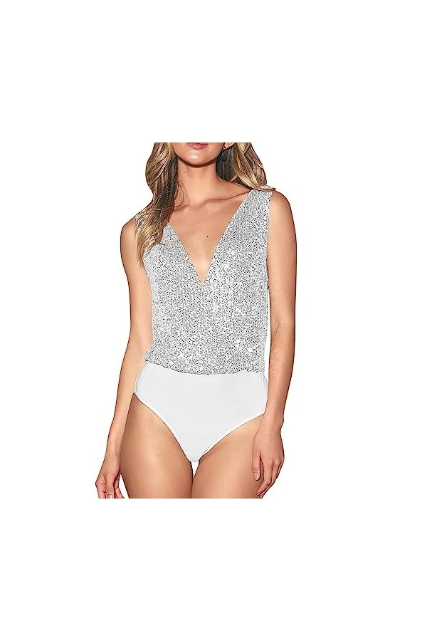 UOWEG Sens Supérieur Flash Discothèque Sexy V Cou Dos Socialite Soirée Combinaison Tempérament Élégant Tout avec Une Base Bod