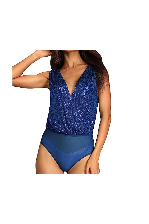 UOWEG Sens Supérieur Flash Discothèque Sexy V Cou Dos Socialite Soirée Combinaison Tempérament Élégant Tout avec Une Base Bod