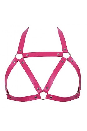 Femmes Body Strap Cuir Soutien - Gorge élégant Soutien - Gorge évidé Punk Gothique orgie Halloween Prom Costume Rose Rouge 