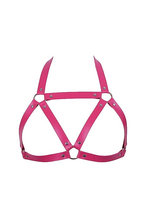 Femmes Body Strap Cuir Soutien - Gorge élégant Soutien - Gorge évidé Punk Gothique orgie Halloween Prom Costume Rose Rouge 