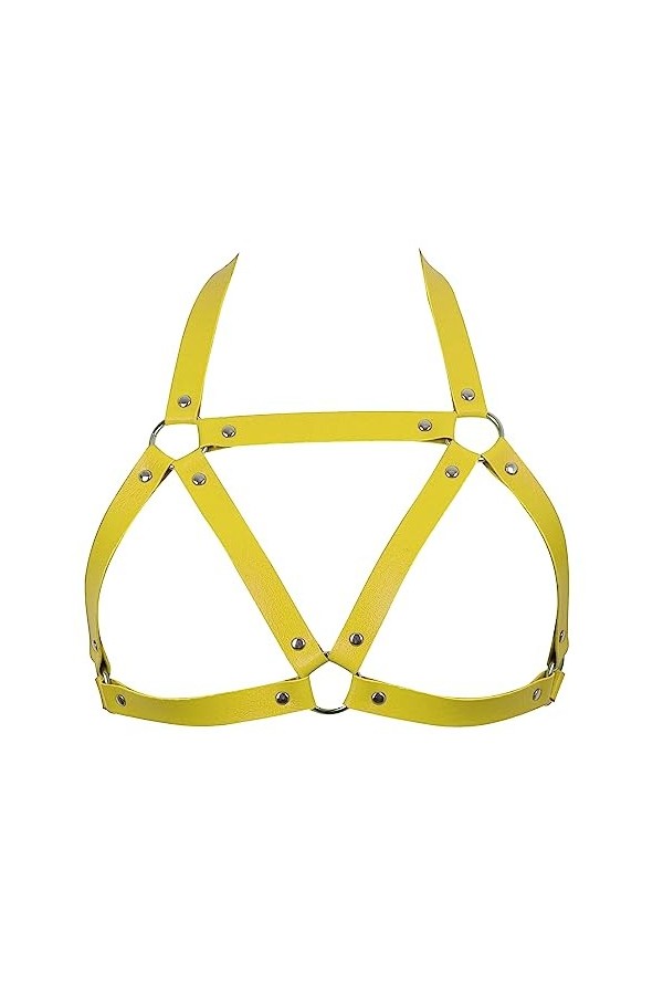 Femmes Body Strap Cuir Soutien - Gorge élégant Soutien - Gorge évidé Punk Gothique orgie Halloween Prom Costume Rose Rouge 