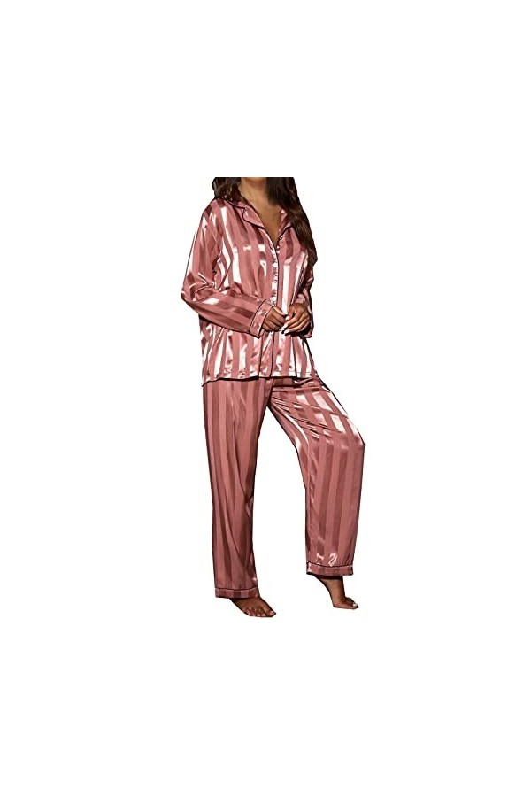 Lingerie Soutien-Gorge Et Culotte Ensemble Ensemble Homewear Femme Pyjama Cardigan Manches Longues Soutien-Gorge en Latex Rou