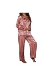 Lingerie Soutien-Gorge Et Culotte Ensemble Ensemble Homewear Femme Pyjama Cardigan Manches Longues Soutien-Gorge en Latex Rou