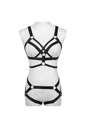 JELINDA Ensemble de soutien-gorge harnais pour femme, élastique et sans bonnets avec cage, bretelles creuses réglables, ceint