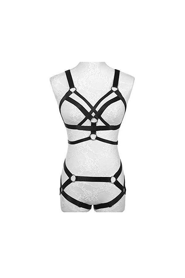 JELINDA Ensemble de soutien-gorge harnais pour femme, élastique et sans bonnets avec cage, bretelles creuses réglables, ceint
