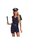 Choomomo Costume de Policière Femme Uniforme de Police Ensemble 5PCS Robe Court Déguisement Sexy Officier de Police Carnaval 