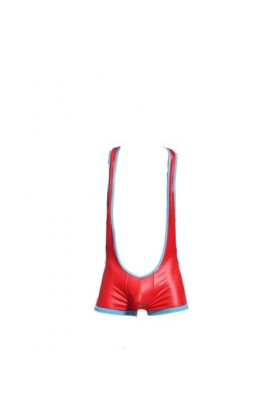 OLIns Homme Body Sexy Bodysuit Jockstrap Bulge Pouch Combinaison de Lutte Singlet Jumpsuit Color:Red,Size:L 