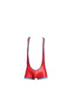 OLIns Homme Body Sexy Bodysuit Jockstrap Bulge Pouch Combinaison de Lutte Singlet Jumpsuit Color:Red,Size:L 