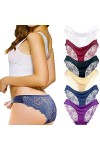 Coswe Femmes Soie sous-vêtements Sexy en Dentelle Stretch Slip Culotte Lot de 6/4/3, Multiple Colour-a 6pcs , L/EU36